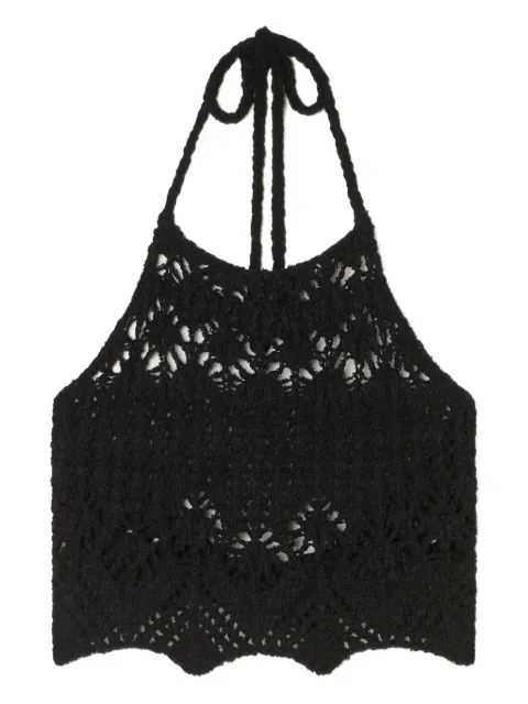 Alanui Lagoon Romance crochet halterneck top Black LWHT010R26KNI0011010