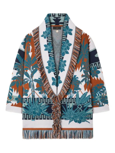 Alanui Island Soul fringed floral cardigan Blue LWHB064R26KNI0097384