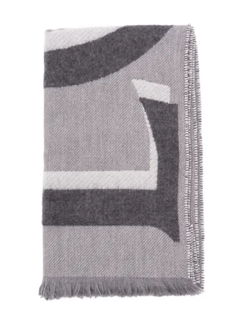 LOEWE logo fringed scarf Grey FSA4SS1W13