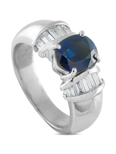 LB Exclusive Platinum Diamond Sapphire Ring Silver MF24101625
