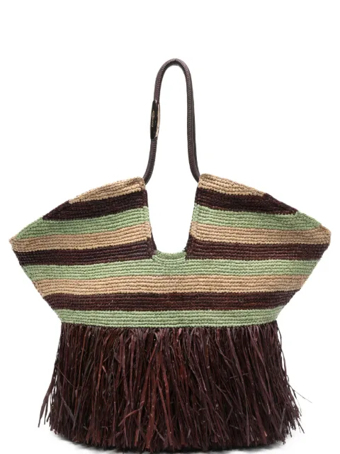 ZIMMERMANN large Goldentime striped fringed tote bag Red 6869XC26A2
