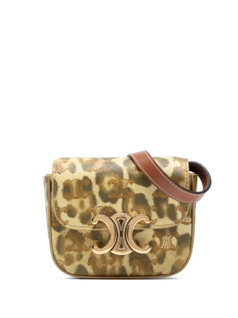 Celine Pre-Owned 2023 Mini Calfskin Leopard Print Claude crossbody bag Brown M3XATIAODNEH787S