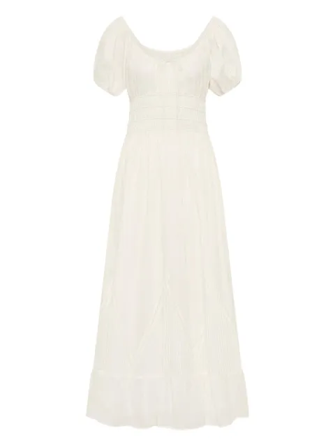 Faithfull Sunniva puffed-sleeve midi dress White FF4286WHT