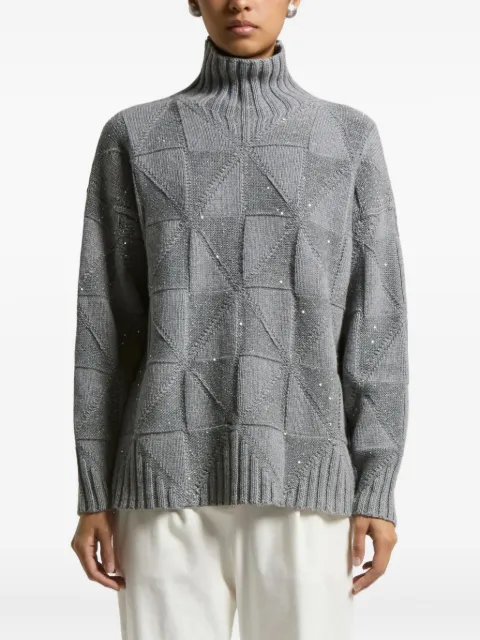 Peserico geometric sequin-embellished sweater Grey S99423F059283I71I