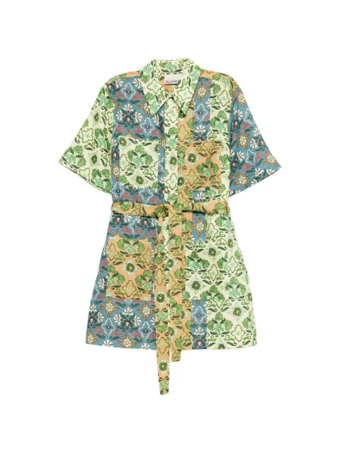 ALEMAIS Ali Spliced floral-print belted mini dress Green 6194D