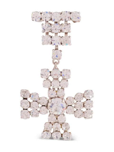 Susan Caplan Vintage 1980s crystal-embellished cross brooch Silver PN025064