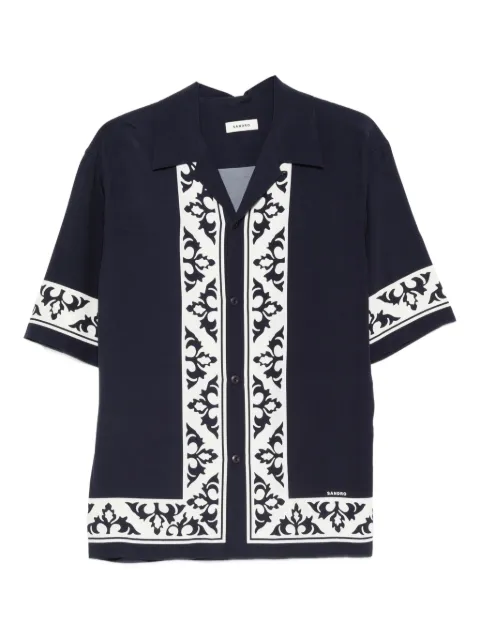 SANDRO loose-fit contrast print shirt Blue SHPCM01676