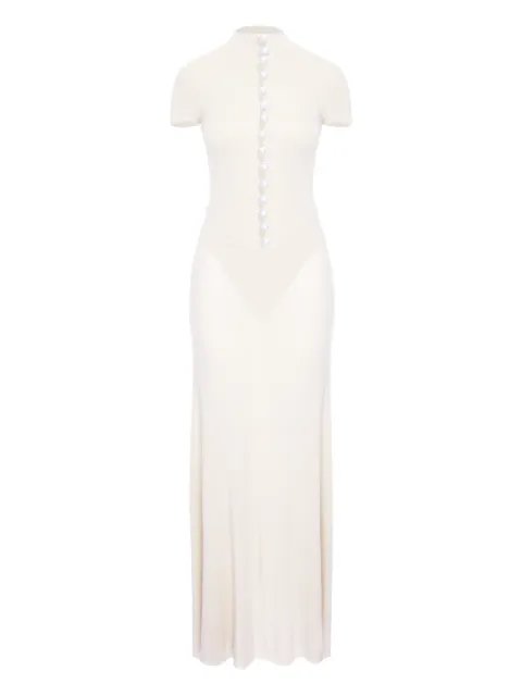 MANURÍ Mia button-detail maxi dress White MRSS26VICH9DR05