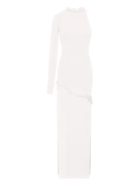MANURÍ Candy one-sleeve braided-detail maxi dress White MRSS26VICH9DR07