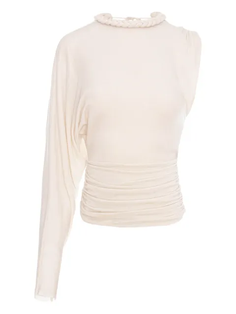 MANURÍ Didi one-sleeve braided-detail blouse Neutrals MRSS26VIWL9BL03