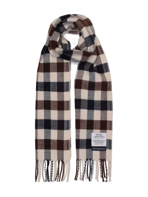 Aquascutum Macro Club check tasselled scarf Neutrals AAICONSF001