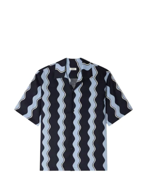 SANDRO printed linen shirt Blue SHPCM01669