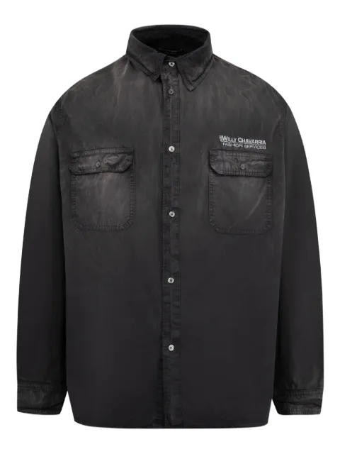 Willy Chavarria Corcoran LS chest-pocket long-sleeve shirt Black WCSHT0026001
