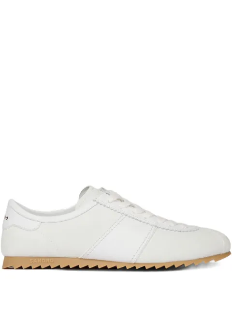 SANDRO leather and suede low-top sneakers White SHACH01462