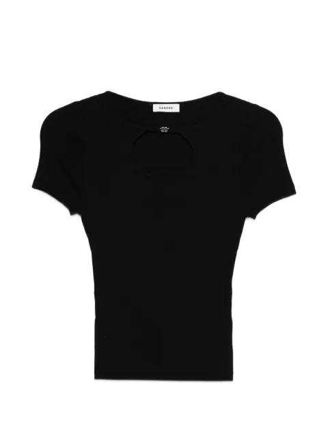 SANDRO openwork collar knit top Black SFPPU02842