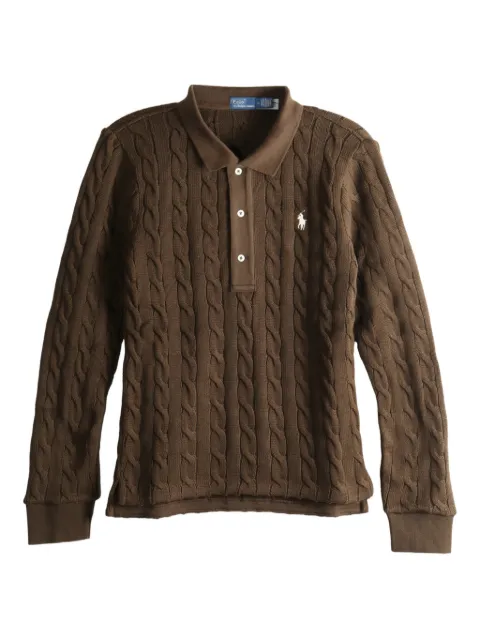 Polo Ralph Lauren cable-knit buttoned polo top Brown 211959100501