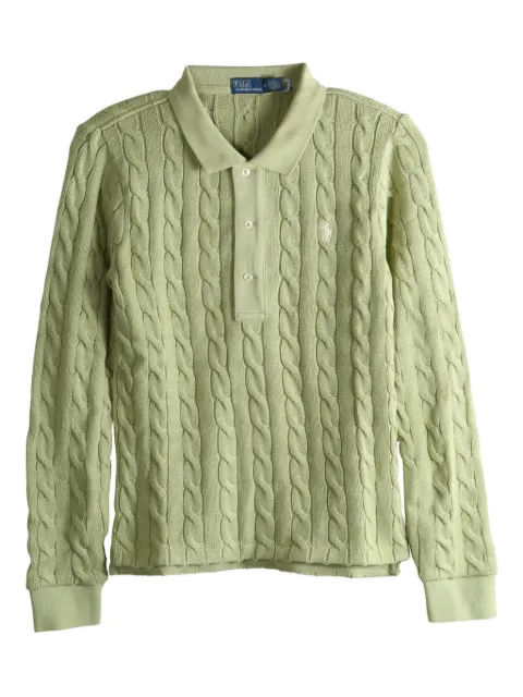 Polo Ralph Lauren cable-knit buttoned polo top Green 211959100500