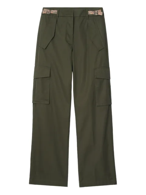Burberry check trim gabardine cargo trousers Green 8118420