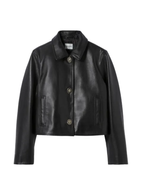 Claudie Pierlot short black leather jacket Black CFPBL00368