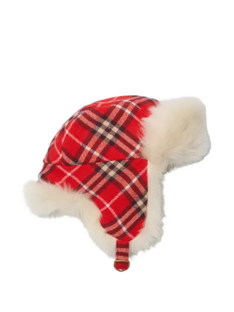 Burberry checked wool trapper hat Red 8119725