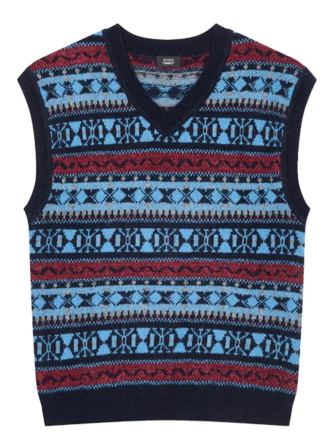 TOMBOY geometric-pattern V-neck vest Blue 9155452121
