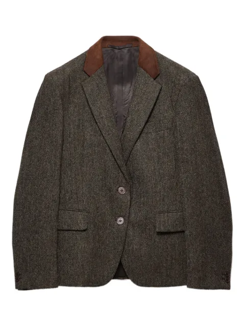 Prada suede-panel chevron wool jacket Brown P593PSOOO18VB