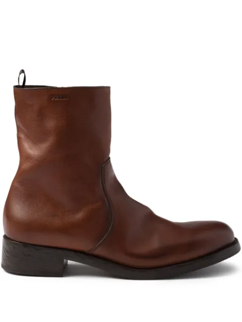 Prada leather zipper boots Brown 2UA006FX000V69