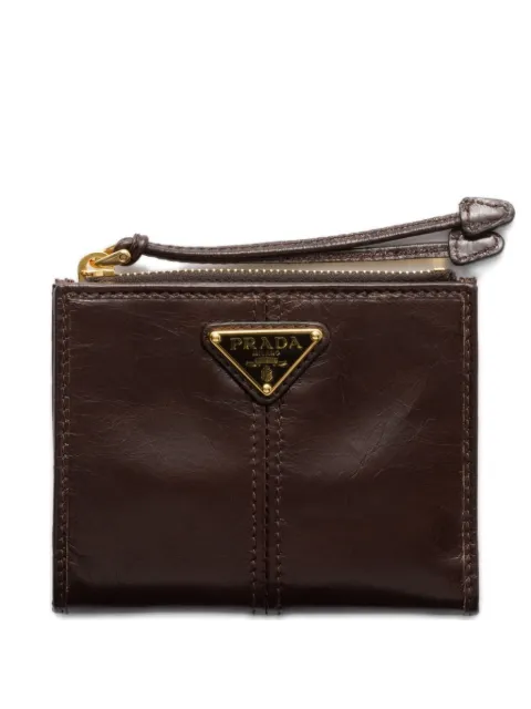 Prada triangle-logo leather wallet Brown 1ML0502CYR