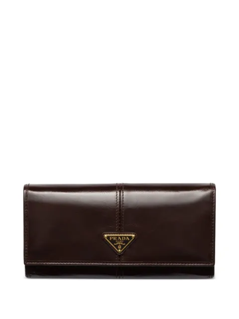 Prada logo-plaque leather wallet Brown 1MH1322CYR