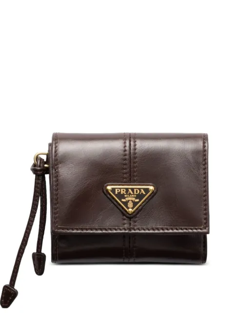Prada small snap-closure leather wallet Brown 1MH0432CYR