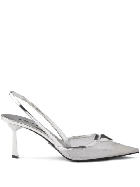 Prada mesh fabric slingback pumps White 1I891NF0751ABL