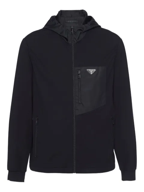 Prada logo-plaque zip-up hoodie Black UJL79AS231152Z