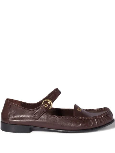 Miu Miu leather loafers with strap Brown 5D563EF015007