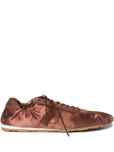Miu Miu Plume satin sneakers Brown 5E570EF005049