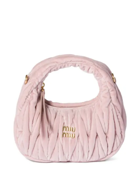Miu Miu mini Wander logo-lettering mini bag Pink 5BP078VOON2EOM