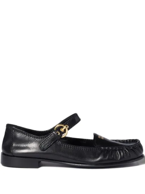 Miu Miu leather loafers with strap Black 5D563EF015007