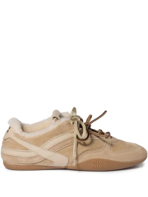 Miu Miu shearling-lined suede sneakers Neutrals 5E428EFZF05Z0G