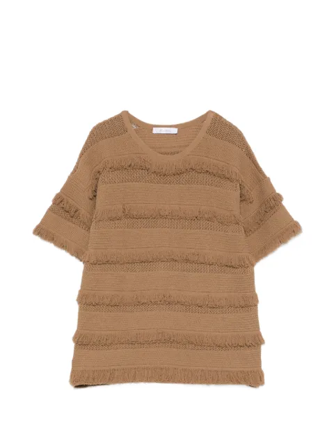 Max Mara fringe-details T-shirt Brown 2611361062600