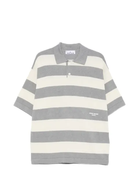 Stone Island 5100042 striped raw hand organic cotton + linen S.I. Marina polo shirt Grey L1S155100042S00XF