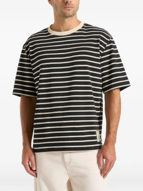 Manière De Voir Riley - striped relaxed fit cotton t-shirt - black/cream Black UNX0010