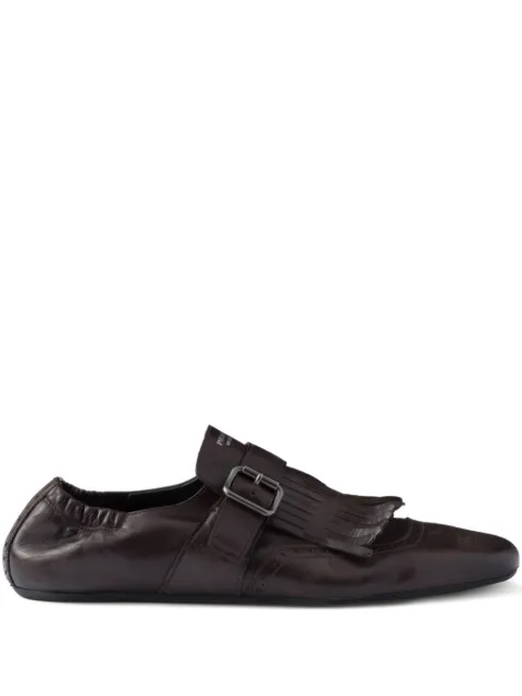 Prada Shuffle fringed monk strap shoes Brown 2EG473FG0127V6