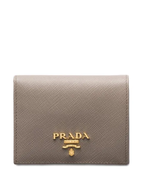Prada small metal-lettering leather wallet Grey 1MV204ZLP