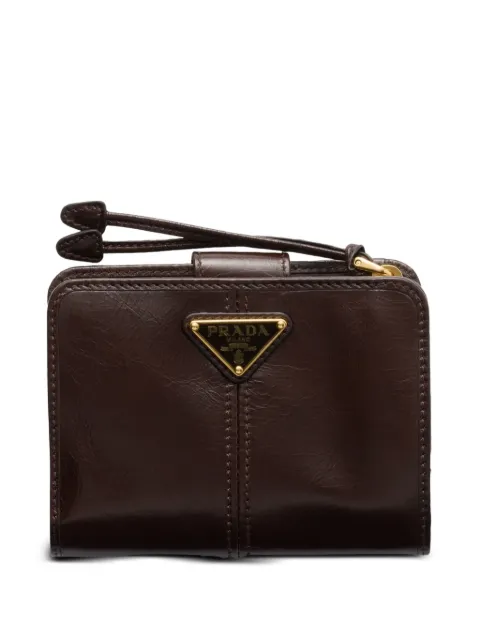 Prada triangle-logo leather wallet Brown 1ML0182CYR
