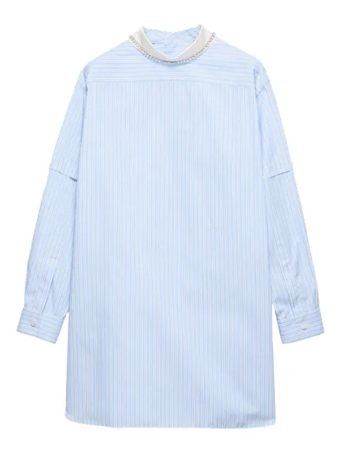Prada striped embroidered-collar blouse Blue P953NRSOOO17ND