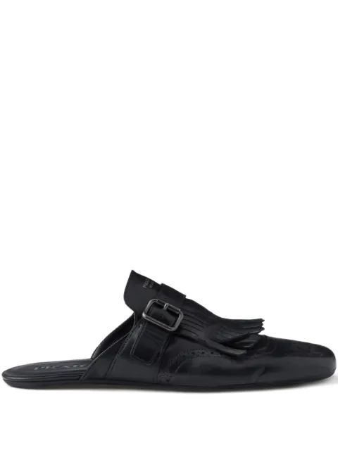 Prada shuffle fringed perforated mules Black 2S2993FG0127V6