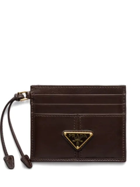 Prada triangle-logo leather card holder Brown 1MC0252CYR