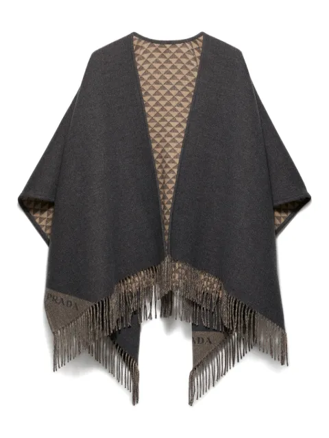 Prada reversible fringed poncho Grey 1FS1132CON