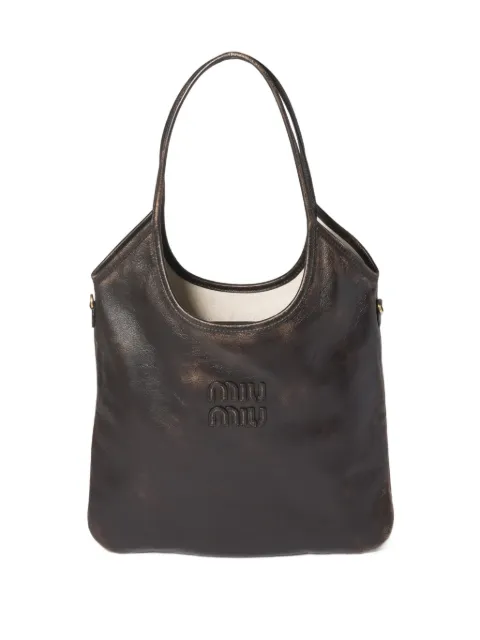 Miu Miu Ivy leather tote bag Brown 5BG231VMLNAF6P
