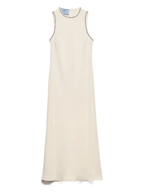 Prada Sablé crew-neck midi dress Neutrals P3O31RSOOO1Y78