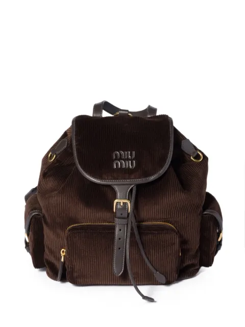 Miu Miu large corduroy backpack Brown 5BZ042VOOMAF81